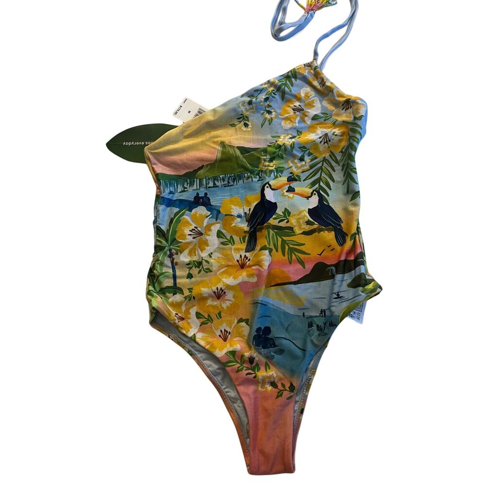 NWT  Farm Rio colorful one piece swimsuit size medium